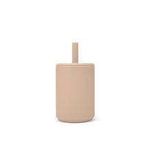 Load image into Gallery viewer, Cup with straw silicone 2-pack – Brown/Feather grey