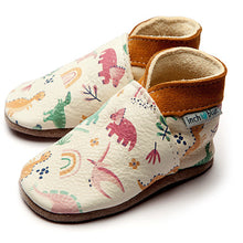 Load image into Gallery viewer, Leather Baby Shoes - Dino Rainbow