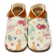 Load image into Gallery viewer, Leather Baby Shoes - Dino Rainbow
