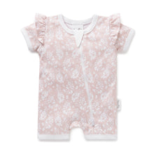 Load image into Gallery viewer, Pink Floral Zip Romper
