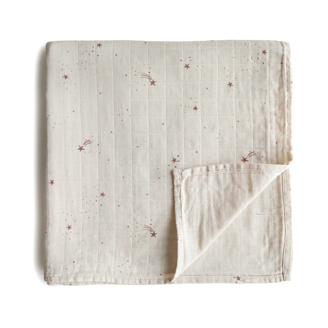 Organic Cotton Muslin Swaddle Blanket- Falling Stars