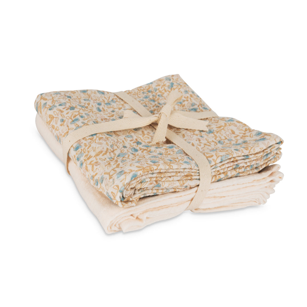 Muslin cloths 2-pack – Mini flower blue / Ivory