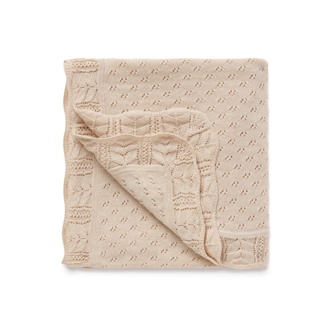 Oatmeal Ruffle Knit Blanket