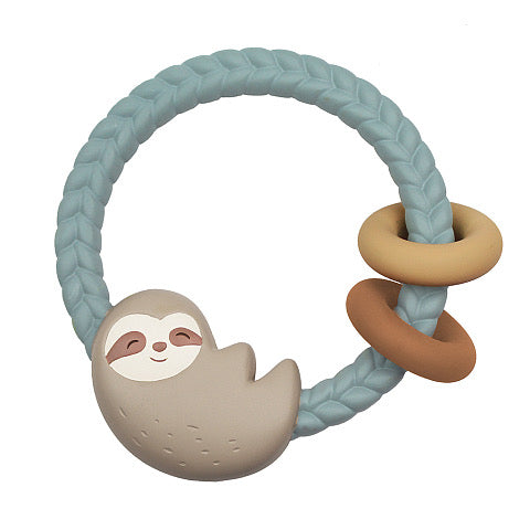 Ritzy Rattle® with Teething Rings-Sloth