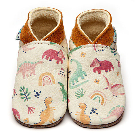 Leather Baby Shoes - Dino Rainbow